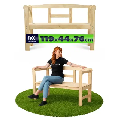 Lesena vrtna klupa s naslonjalom 119 cm Vrtna klopa za terrazzo Natural
