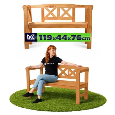Lesena vrtna klopa s naslonjalom 119 cm Terasna klopa za vrt Tik