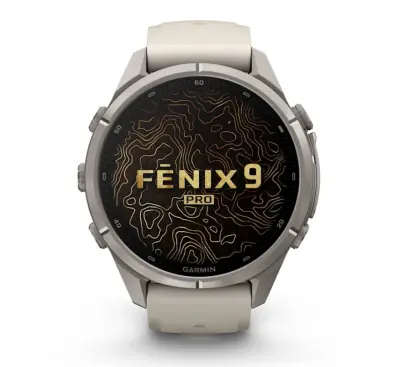 Pametni sat Garmin Fenix 9 PRO inReach 43 mm AMOLED Titanium Fog gray/Dark sandstone