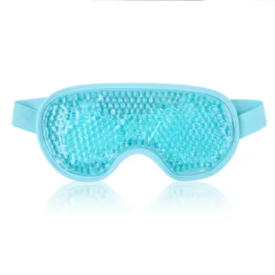 Gel maska za oči za toplo i hladno, PVC perle, plišani poklopac Blue