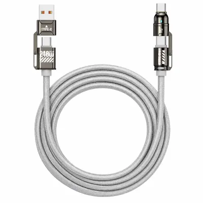 Višekonektorski kabel za brzo punjenje do 240 W, pametni čip, prijenos podataka, fleksibilni silikonski dizajn | SUPERCORD