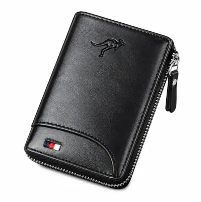 Kožni novčanik s patentnim zatvaračem i RFID zaštitom za kartice | ZIPPWAL crni
