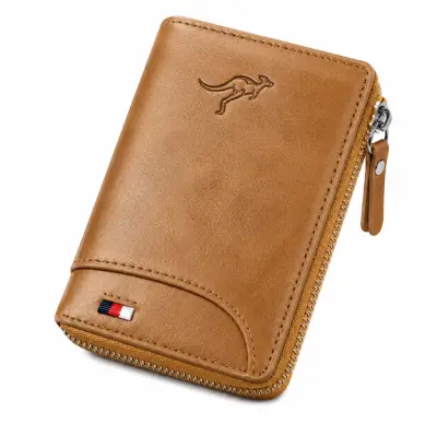 Kožni novčanik s patentnim zatvaračem i RFID zaštitom za kartice | ZIPPWAL Khaki
