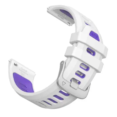 Silikonska dvobojna narukvica za Garmin Forerunner 55, 20mm white + purple