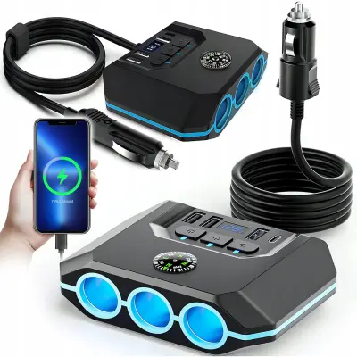 12V-24V LED auto punjač i razdjelnik 4x USB Quick Charge 3.0 LCD