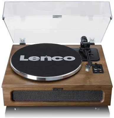 Gramofon LENCO LS-410WA, 4 ugrađena zvučnika 2x15W, 2x10W, Bluetooth 5, ugrađeno predpojačalo, RCA izlaz, AUX ulaz, 33 i 45 RPM, Audio-Technica AT3600
