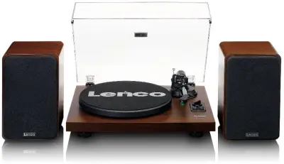Gramofon LENCO LS-600WA, sa zvučnicima, Bluetooth 5, ugrađeno predpojačalo i pojačalo, RCA izlaz, 2x30W RMS, 33 i 45 RPM, Audio-Technica cartridge AT-