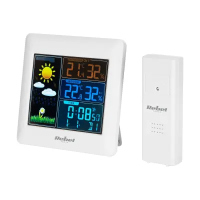 Digitalna LCD meteorološka stanica u boji s vanjskim senzorom bijele boje