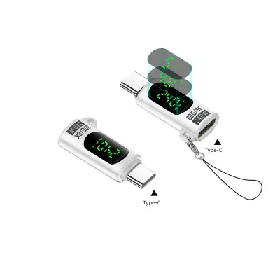 Type-C adapter ženski-na-muški 2 kom s digitalnim zaslonom White