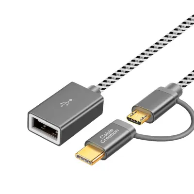 OTG kabel Type-C i Micro USB, pleteni aluminij, za Xiaomi 6 Gray