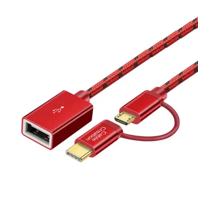 OTG kabel Type-C i Micro USB, pleteni aluminij, za Xiaomi 6 Red