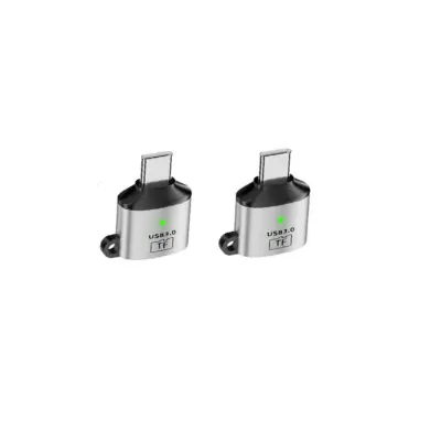 USB-C na microSD (TF) adapter USB 3.0 – kompaktan aluminij/PVC, 2 kom Silver