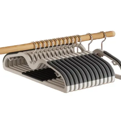 Set od 10 pločastih vješalica kratkog vrata, ABS, ušteda prostora Gray