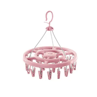 Sklopiva vješalica za rublje 18-peg, vjetrootporna, ABS plastika Pink