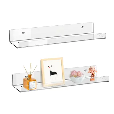 Akrilna U-polica 2-pack 6 x 10 x 38cm - bez bušenja ili s bušenjem