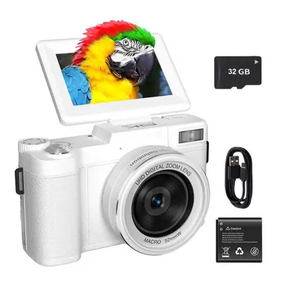Digitalni fotoaparat 5K, 64 MP, WiFi s IPS zaslonom White