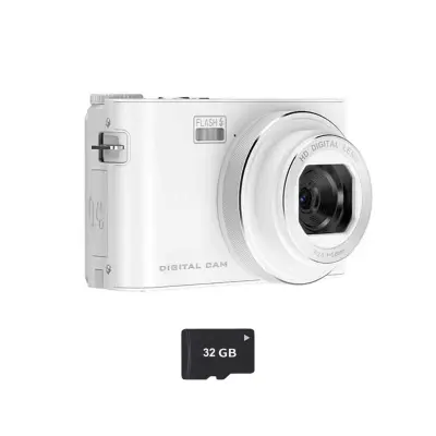 Digitalni fotoaparat 4K s IPS zaslonom, zumom 4x i autofokusom White