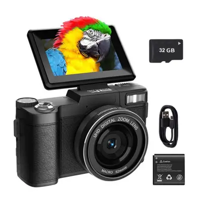 Digitalni fotoaparat 5K, 64 MP, WiFi s IPS zaslonom Black