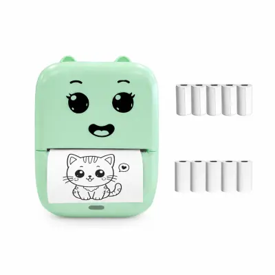 Mini Bluetooth termalni pisač naljepnica s ljepljivim rolama Green