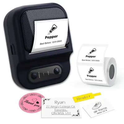Termalni pisač naljepnica Bluetooth, 203 dpi, Type-C i aplikacija Black