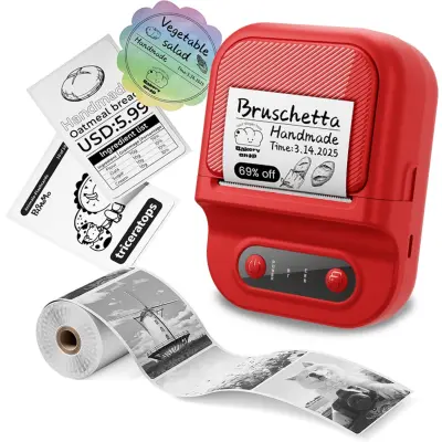 Termalni pisač naljepnica Bluetooth, 203 dpi, Type-C i aplikacija Red