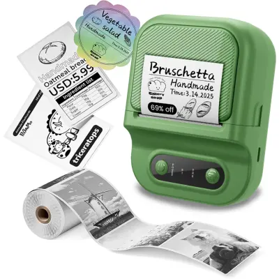 Termalni pisač naljepnica Bluetooth, 203 dpi, Type-C i aplikacija Green