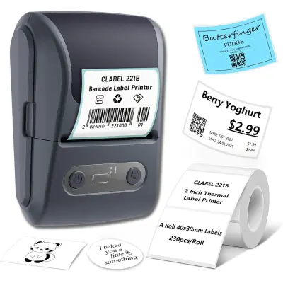 Termalni Bluetooth pisač naljepnica s 6 rola, Type-C, 203DPI Blue
