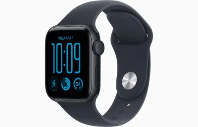 Apple Watch SE3 v2 GPS 44mm Midnight Aluminium Case with Navy Blue Sport Band - M/L