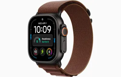 Apple Watch Ultra 4 Cellular 49mm Black Titanium Case with Burgundy Alpine Loop - M