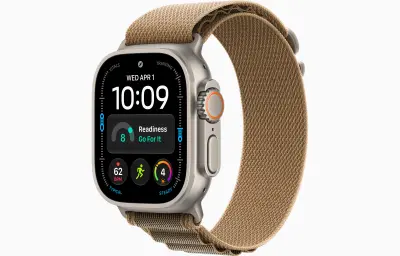 Apple Watch Ultra 4 Cellular 49mm Natural Titanium Case with Desert Alpine Loop - S