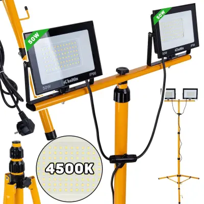 2x50W SMD LED građevinski reflektor na tronošcu 4500K
