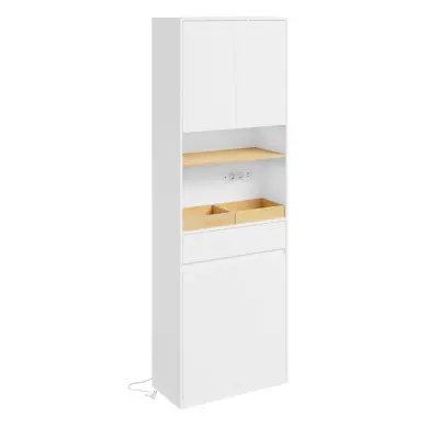 Ormarić Spremanje Vrata Ladica Polica Boja Bijela 60x30x180cm BZR241-E-W