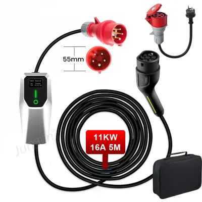 Europski tip 2 kabel za punjenje električnih vozila - 11KW 6M 6-16A – trofazni punjač za električna vozila i PHEV, prijenosna zidna kutija za punjenje