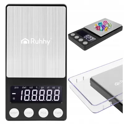 Digitalna mini LCD džepna vaga za nakit 500-0.01 g osvijetljena crna
