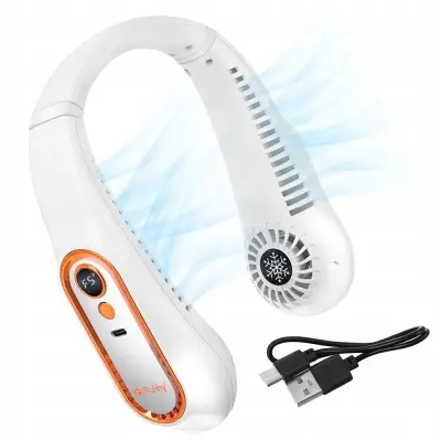 Prijenosna baterija 1200mAh ventilator na vratima USB LCD 360° bijela