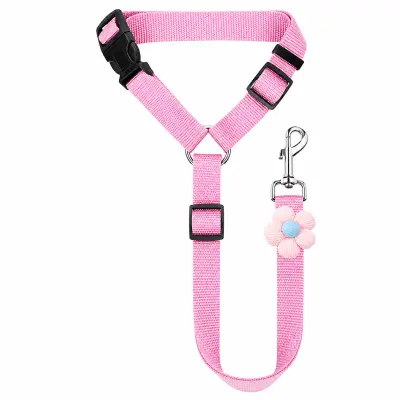 Podesivi auto pojas za pse, s rotirajućom metalnom kukom, univerzalni, za male i velike pse | PETBELT Pink