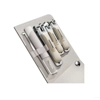 Prijenosni 5-dijelni inox set za njegu noktiju s kosim rezom off white