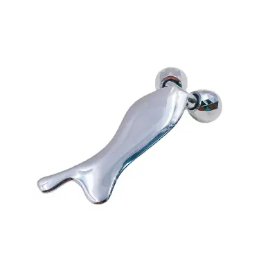 Metalni gua sha s dvostrukim kuglicama i valjcima za oči Silver