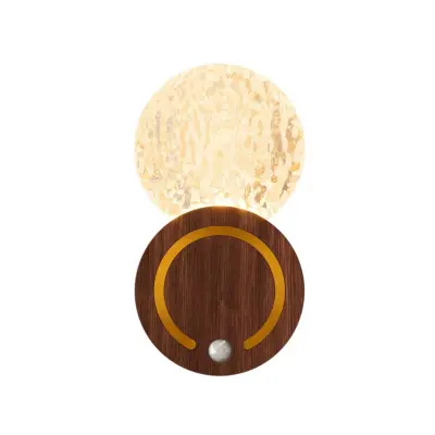 Punjiva zidna svjetiljka oblika brežuljka sa senzorom pokreta Wood color