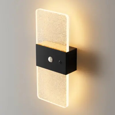 Pravokutno punjivo LED zidno svjetlo s pokretnim senzorom, 1200mAh Black