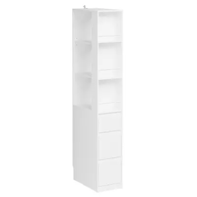 Tall Storage Unit avec 3 tiroirs Couleur Blanc 28x50x170 STR15-W