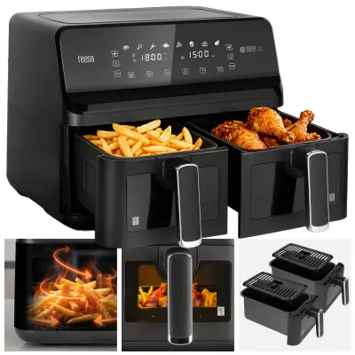 XXL 2700W LCD osjetljiv na dodir dvostruka friteza na vrući zrak bez masnoće 8L friteza u dubokom ulju crna