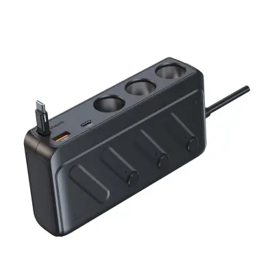 3-utičnički auto punjač 187W s USB-C PD45W i digitalnim zaslonom