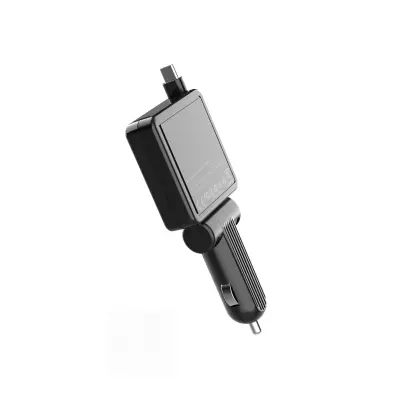 Auto punjač PD30W s uvlačivim kabelom, USB-C, 12V-24V