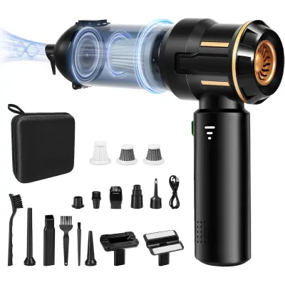 Ručni usisavač za automobil 16000PA, 100W, USB punjenje Black&Gold