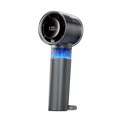 Ručni ventilator s LED zaslonom, 3000mAh, turbo i karabiner Black