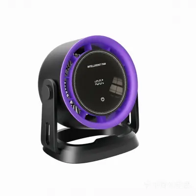 Digitalni dodirni ventilator s prikazom, 100 razina, USB-C Purple+grey