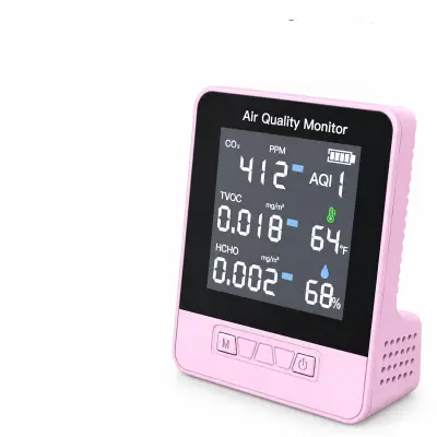 Pametni monitor kvalitete zraka 6-u-1 s TVOC, CO2 i AQI Pink
