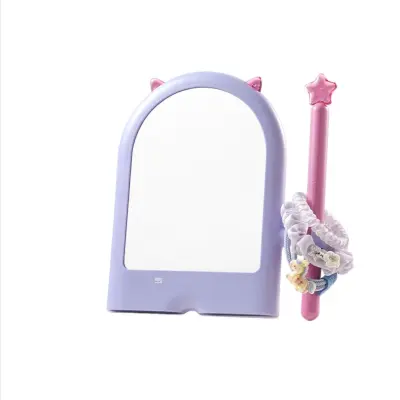 Stolno ogledalo za šminkanje s držačem za gumice, podesivo HD Purple