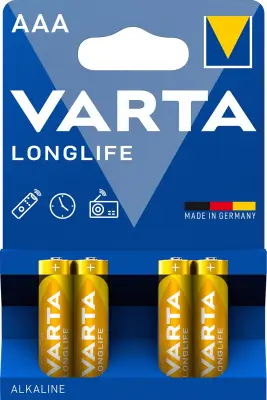 Varta Longlife AAA LR03 Baterije, 4 komada - Paket Vrhunskih Baterija za Dugotrajnu Uporabu